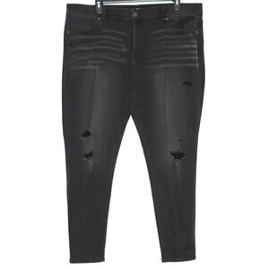 Lularoe Jeans Plus Size 42 Skinny High Rise Distressed Black Magic Waist Stretch